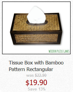 Tissue Box with Bamboo Pattern, Rectangular